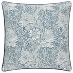 Floral Blue Cushions - Marigold Piped Jacquard Cushion Cover Indigo Morris & Co