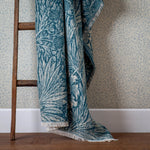 Floral Blue Throws - Marigold Jacquard Throw Indigo Morris & Co