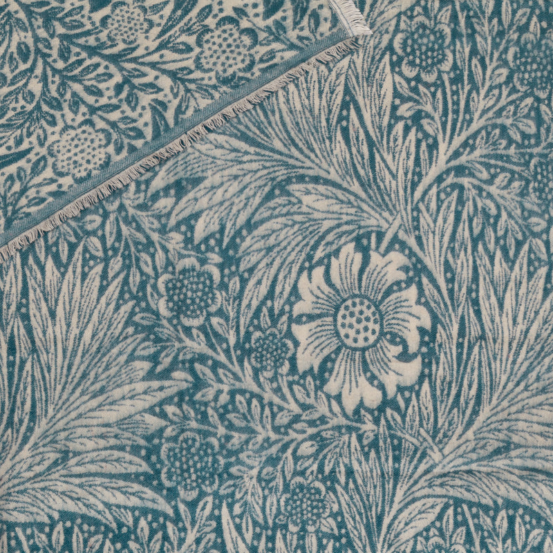 Floral Blue Throws - Marigold Jacquard Throw Indigo Morris & Co