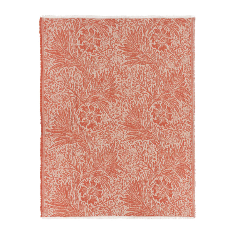 Floral Orange Throws - Marigold Jacquard Throw Russet Morris & Co