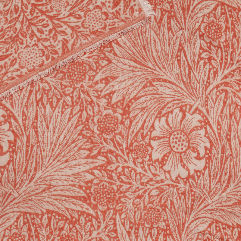 Floral Orange Throws - Marigold Jacquard Throw Russet Morris & Co