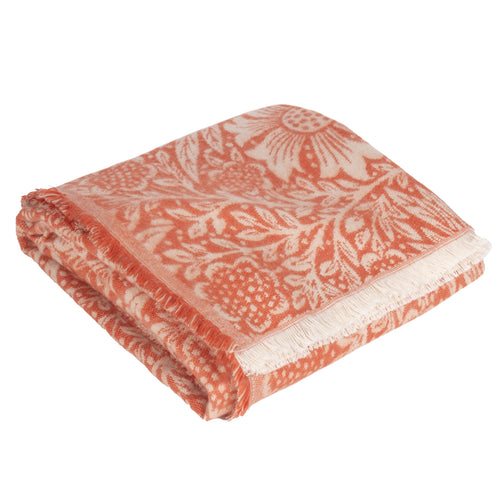 Floral Orange Throws - Marigold Jacquard Throw Russet Morris & Co