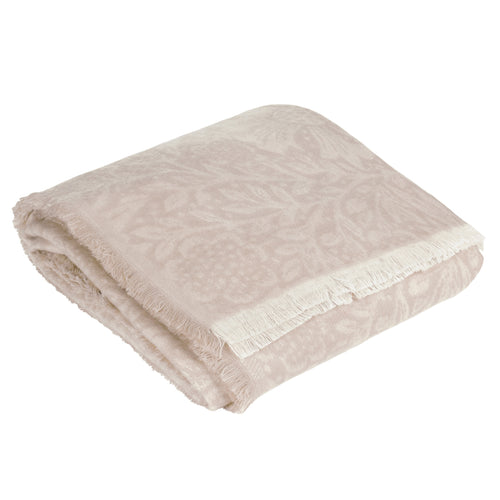 Floral Beige Throws - Marigold Jacquard Throw Stone Morris & Co