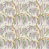 Floral Purple Fabric - Mariposa Printed Cotton Fabric (By The Metre) Cream Voyage Maison