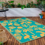 Jungle Blue Rugs - Marula Indoor/Outdoor 100% Recycled Rug Yellow/Teal furn.