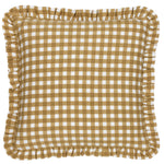 Check Gold Cushions - Maude Gingham Reversible Piped Cushion Cover Gold furn.