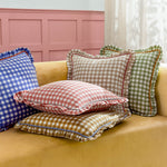 Check Gold Cushions - Maude Gingham Reversible Piped Cushion Cover Gold furn.