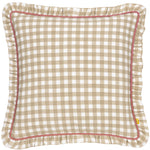 Check Beige Cushions - Maude Gingham Reversible Piped Cushion Cover Natural furn.