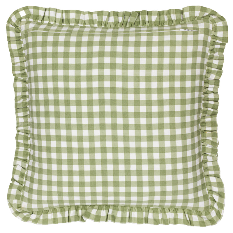 Check Green Cushions - Maude Gingham Reversible Piped Cushion Cover Sage furn.