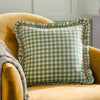 Check Green Cushions - Maude Gingham Reversible Piped Cushion Cover Sage furn.