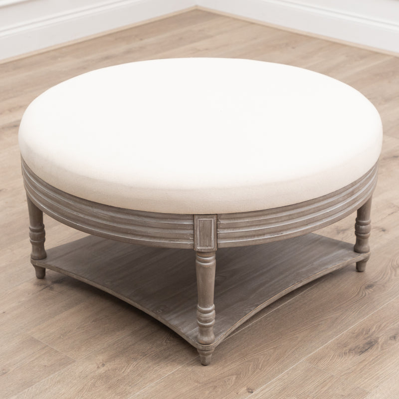 Plain Cream Furniture - Maurice Storage Footstool Stone Voyage Maison
