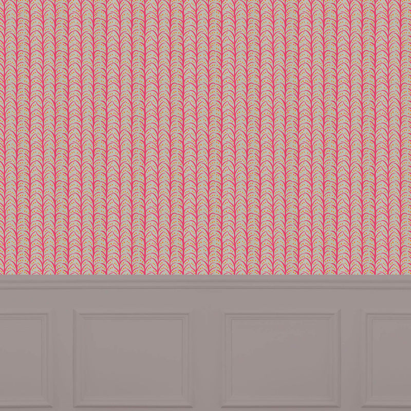 Voyage Maison Mawar 1.4m Wide Width Wallpaper in Raspberry