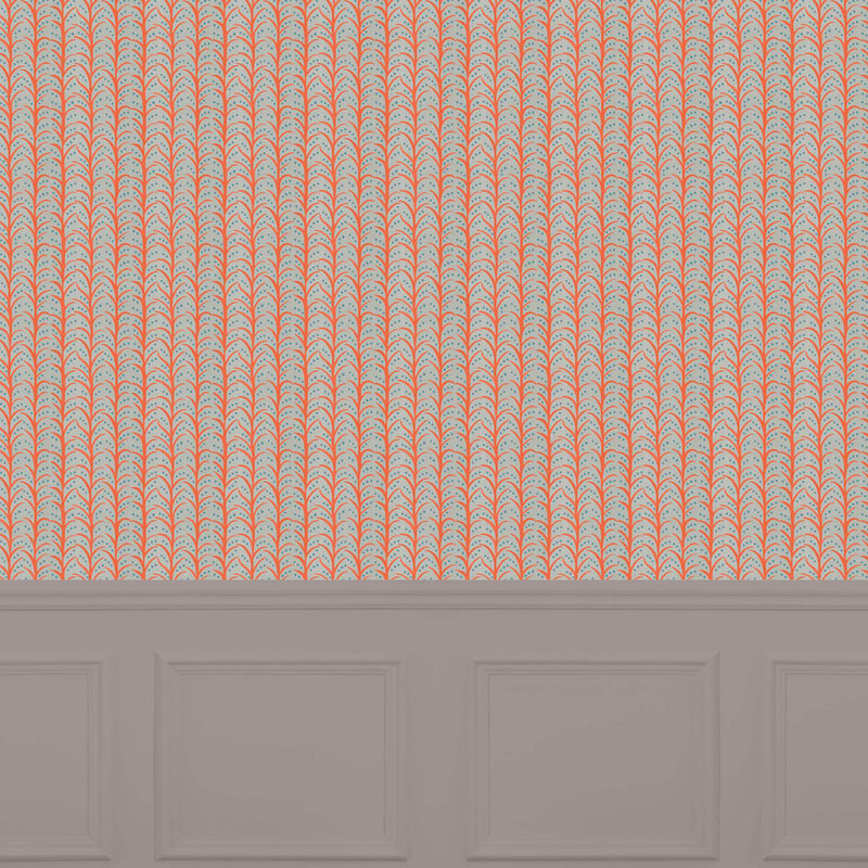 Voyage Maison Mawar 1.4m Wide Width Wallpaper in Tangerine