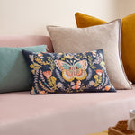 Animal Yellow Cushions - Mirrored Butterfly Embroidered Cushion Cover Midnight Wylder