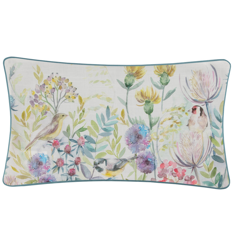 Floral Blue Cushions - Morning Chorus Outdoor Polyester Filled Cushion Cream Voyage Maison