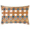 Geometric Orange Cushions - Metro Diamond Velvet Feather Filled Cushion Ginger Furn