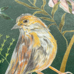 Meadow Bloom Birds Printed Chenille Cushion Teal