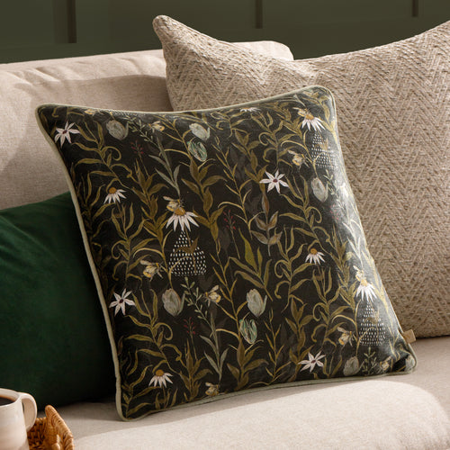 Floral Multi Cushions - Meadow Bloom Repeat Printed Chenille Cushion Cover Multicolour Wylder