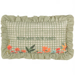 Check Green Cushions - Meadow Haze Embroidered Ruffle Cushion Cover Green furn.