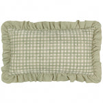 Check Green Cushions - Meadow Haze Embroidered Ruffle Cushion Cover Green furn.