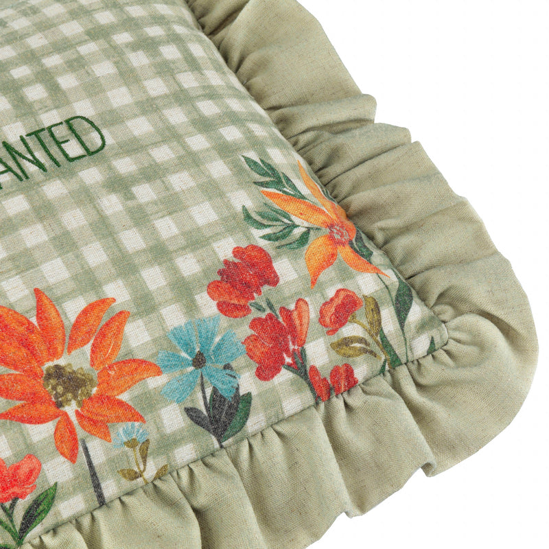 Check Green Cushions - Meadow Haze Embroidered Ruffle Cushion Cover Green furn.