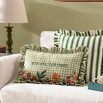 Check Green Cushions - Meadow Haze Embroidered Ruffle Cushion Cover Green furn.