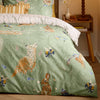 Meadow Flora Reversible Printed Duvet Cover Set Green