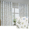 Floral White Curtains - Meadow Room Darkening 100% Cotton Eyelet Curtains White/Cornflower Wylder