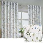 Floral White Curtains - Meadow Room Darkening 100% Cotton Eyelet Curtains White/Cornflower Wylder