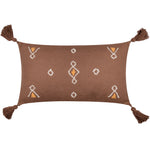 Geometric Brown Cushions - Meare Embroidered Cotton Cushion Cover Cocoa Yard