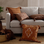Geometric Brown Cushions - Meare Embroidered Cotton Cushion Cover Cocoa Yard