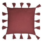 furn. Medina Velvet Tasselled Cushion Cover in Berry