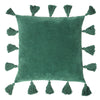 furn. Medina Velvet Tasselled Cushion Cover in Juniper Green