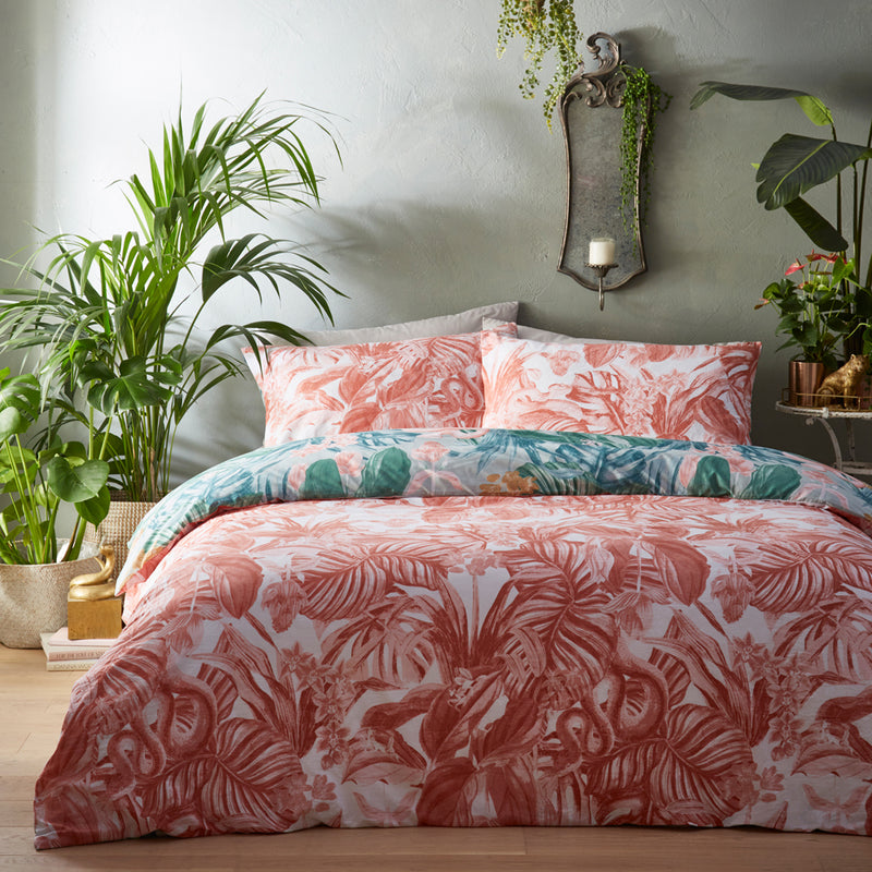 furn. Medinilla Tropical Duvet Cover Set in Sage/Blush