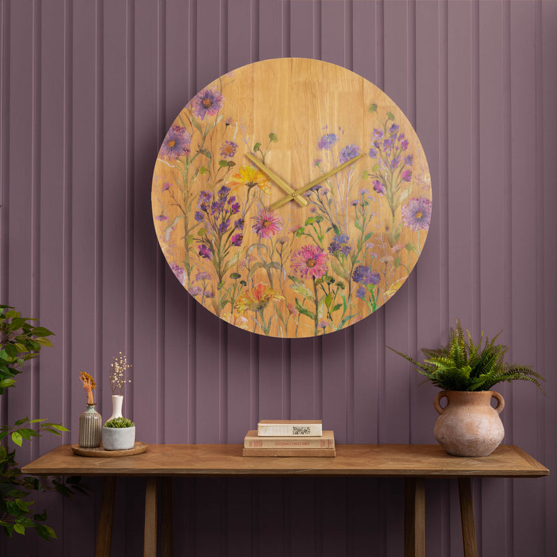 Medmerry Printed Wooden Clock Honey Oak