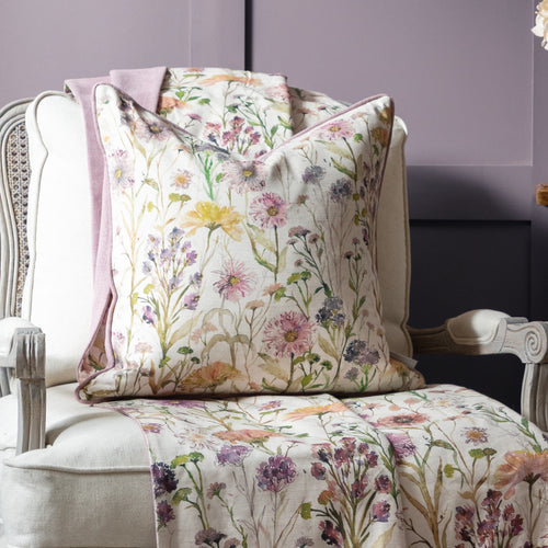 Floral Multi Cushions - Medmerry Printed Piped Feather Filled Cushion Linen Voyage Maison