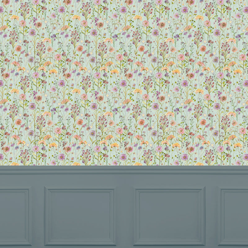 Floral Blue Wallpaper - Medmerry  1.4m Wide Width Wallpaper (By The Metre) Sky Voyage Maison