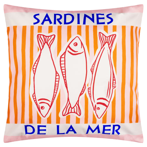 Check Pink Cushions - Mediterranean Sardines Outdoor Cushion Cover Pink/Orange Furn