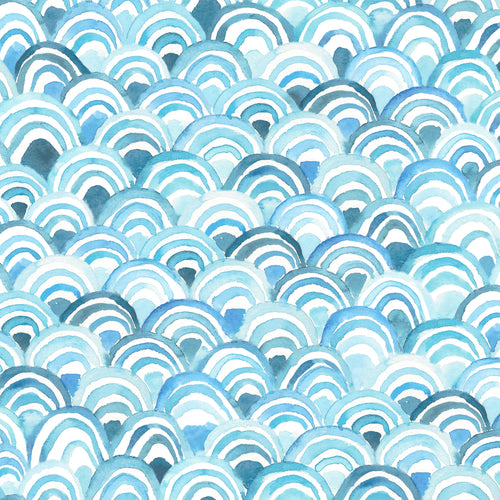 Abstract Blue Wallpaper - Melia  1.4m Wide Width Wallpaper (By The Metre) Glacier Voyage Maison