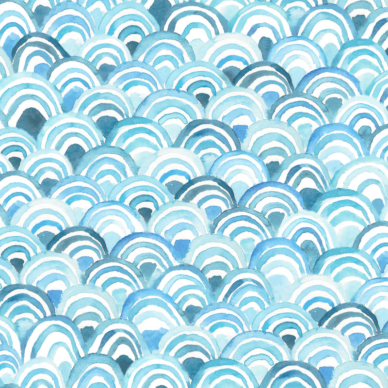 Abstract Blue Wallpaper - Melia  1.4m Wide Width Wallpaper (By The Metre) Glacier Voyage Maison