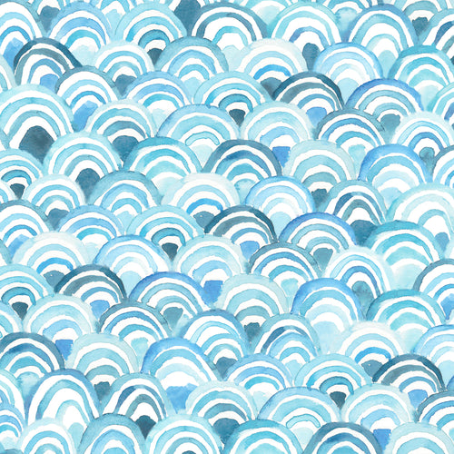 Abstract Blue Wallpaper - Melia  1.4m Wide Width Wallpaper (By The Metre) Glacier Voyage Maison