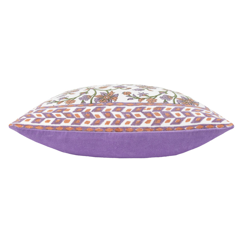 Paoletti Mentera Cotton Velvet Cushion Cover in Lilac/Coral