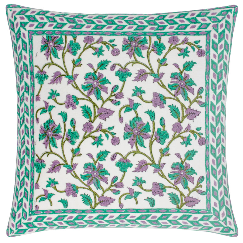 Paoletti Mentera Cotton Velvet Cushion Cover in Oasis Green/Lilac