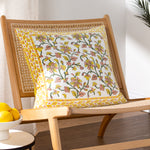 Paoletti Mentera Cotton Velvet Cushion Cover in Yellow/Peach Crush