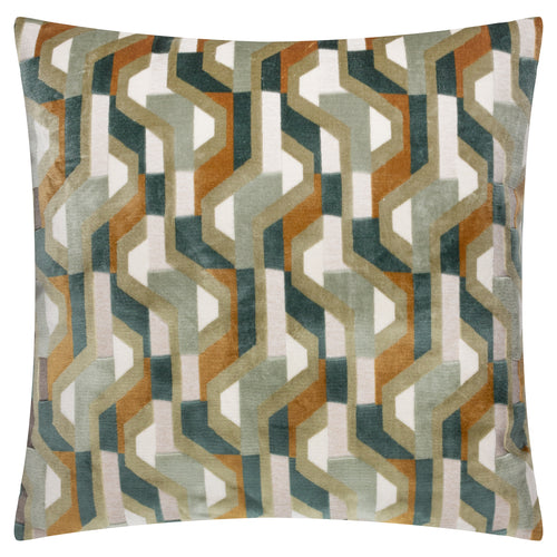 Geometric Green Cushions - Metro Prism Velvet Feather Filled Cushion Green Furn