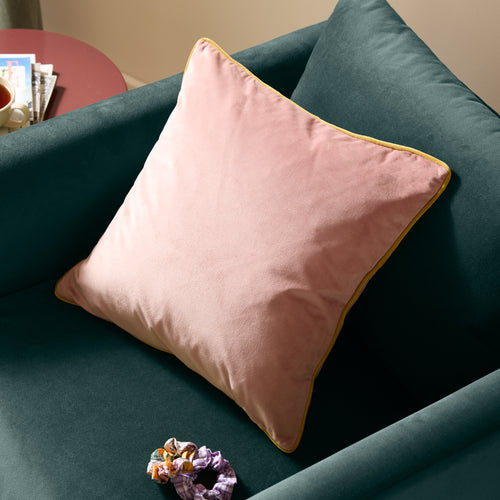 Plain Pink Cushions - Meridian Velvet Cushion Cover Blush/Gold Furn