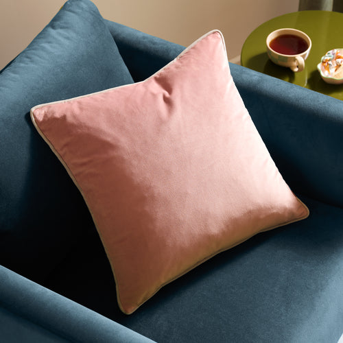 Plain Pink Cushions - Meridian Velvet Cushion Cover Blush/Grey Furn