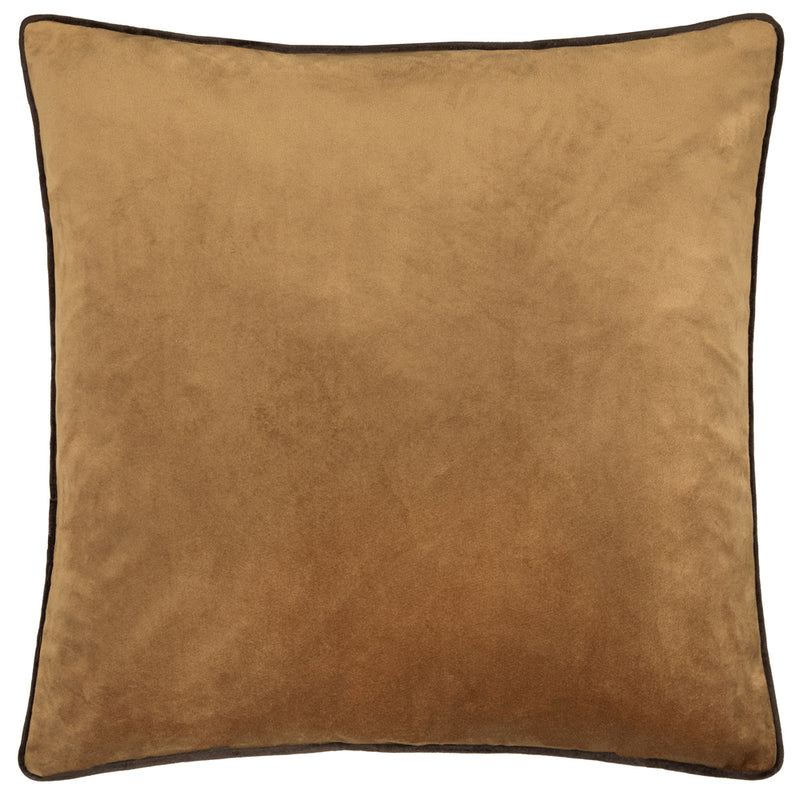 Plain Brown Cushions - Meridian Velvet Cushion Cover Caramel/Chocolate Furn