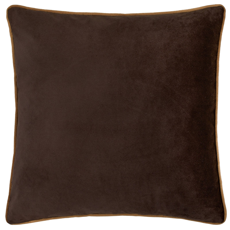 Plain Brown Cushions - Meridian Velvet Cushion Cover Chocolate/Caramel Furn