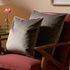 Plain Grey Cushions - Meridian Velvet Cushion Cover Charcoal/Dove Furn